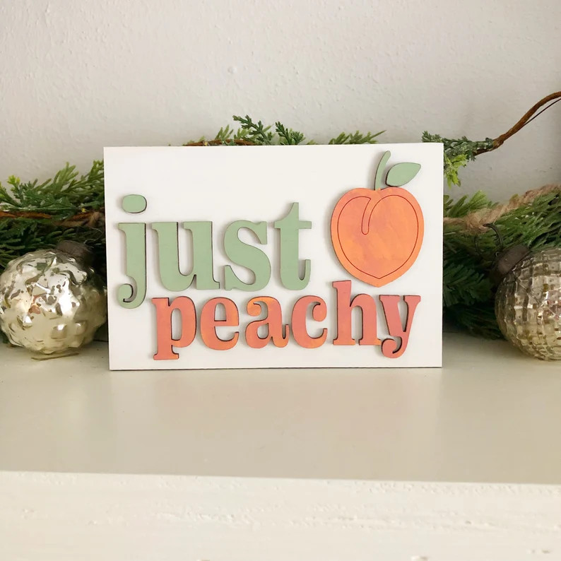 Just peachy sign, peach themed decor, tiered tray decor | Etsy (US)