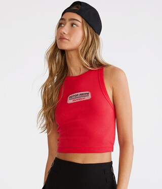 Monaco Motor Racing Cropped High-Neck Tank | Aeropostale