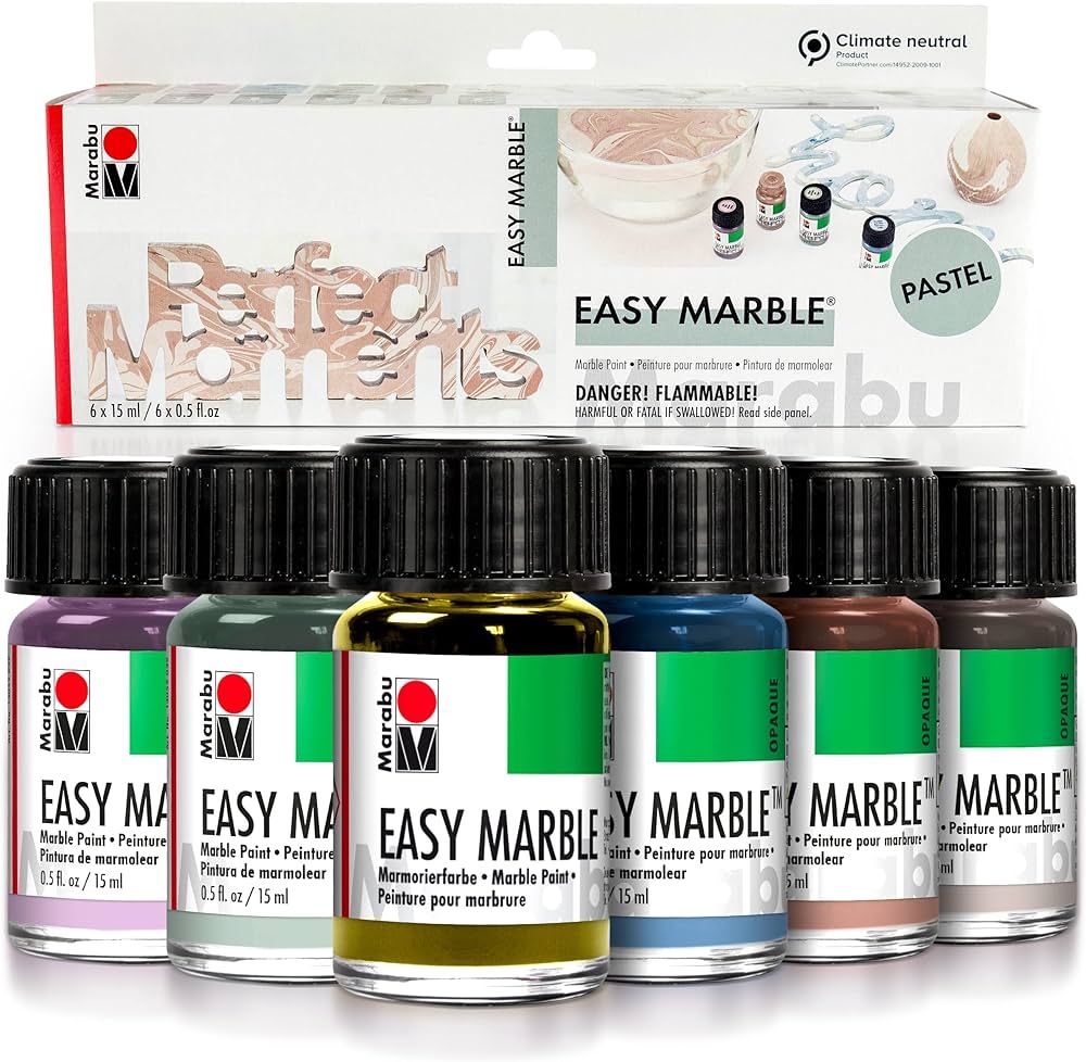 Marabu Easy Marble Paint Set - Pastel Colors Starter Set - Marbling Paint Kit for Kids and Adults... | Amazon (US)