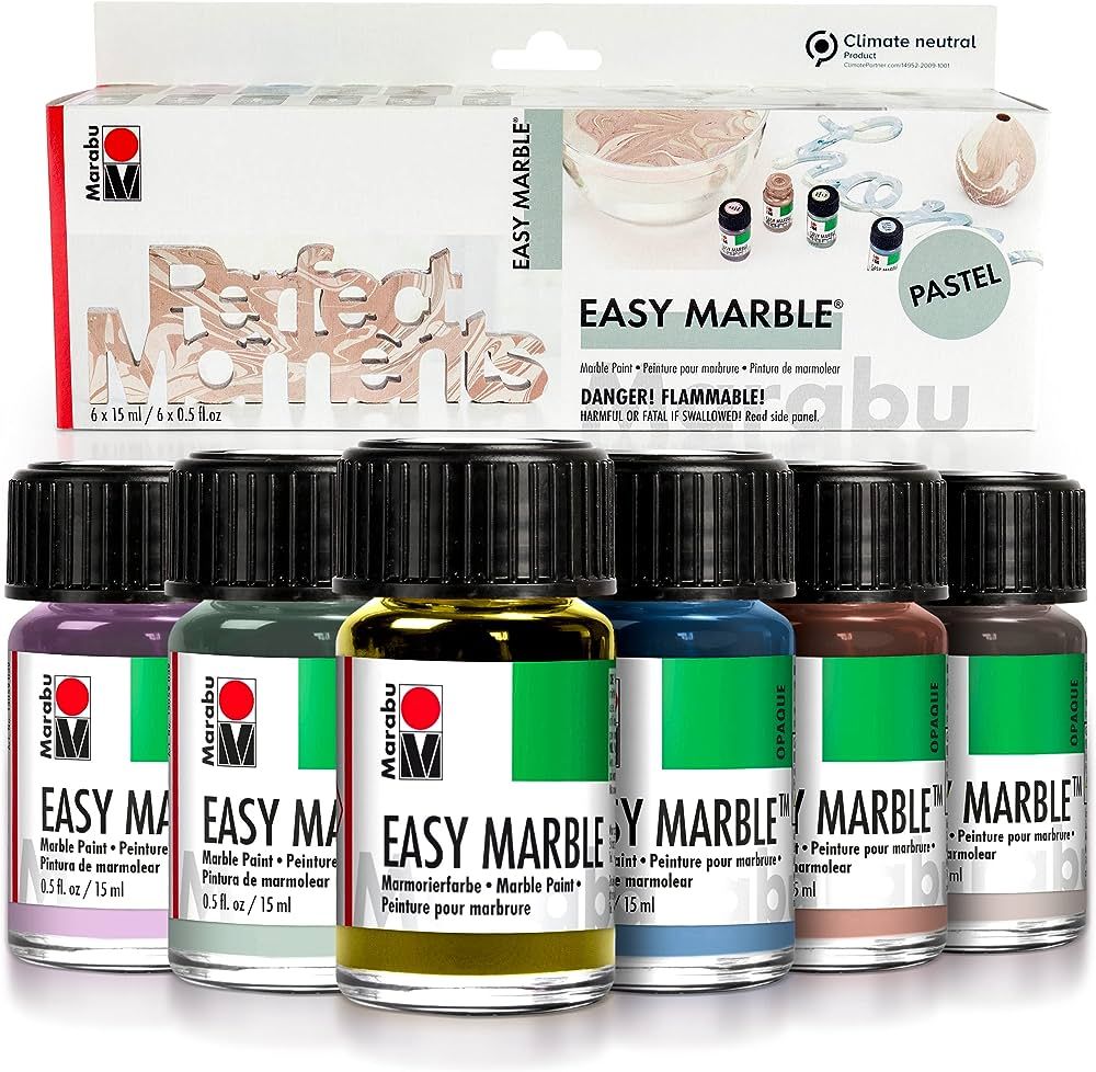 Marabu Easy Marble Paint Set - Pastel Colors Starter Set - Marbling Paint Kit for Kids and Adults... | Amazon (US)