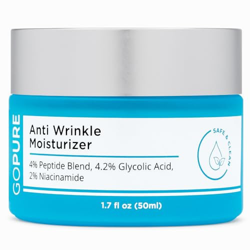 goPure Glyco-Peptide Anti Wrinkle Face Cream - Hyaluronic Acid Moisturizer for Face with Glycolic Acid, Peptides, and Vitamin E - Hydrating Facial Moisturizer with Anti-Aging Formula - 1.7 fl oz | Amazon (US)