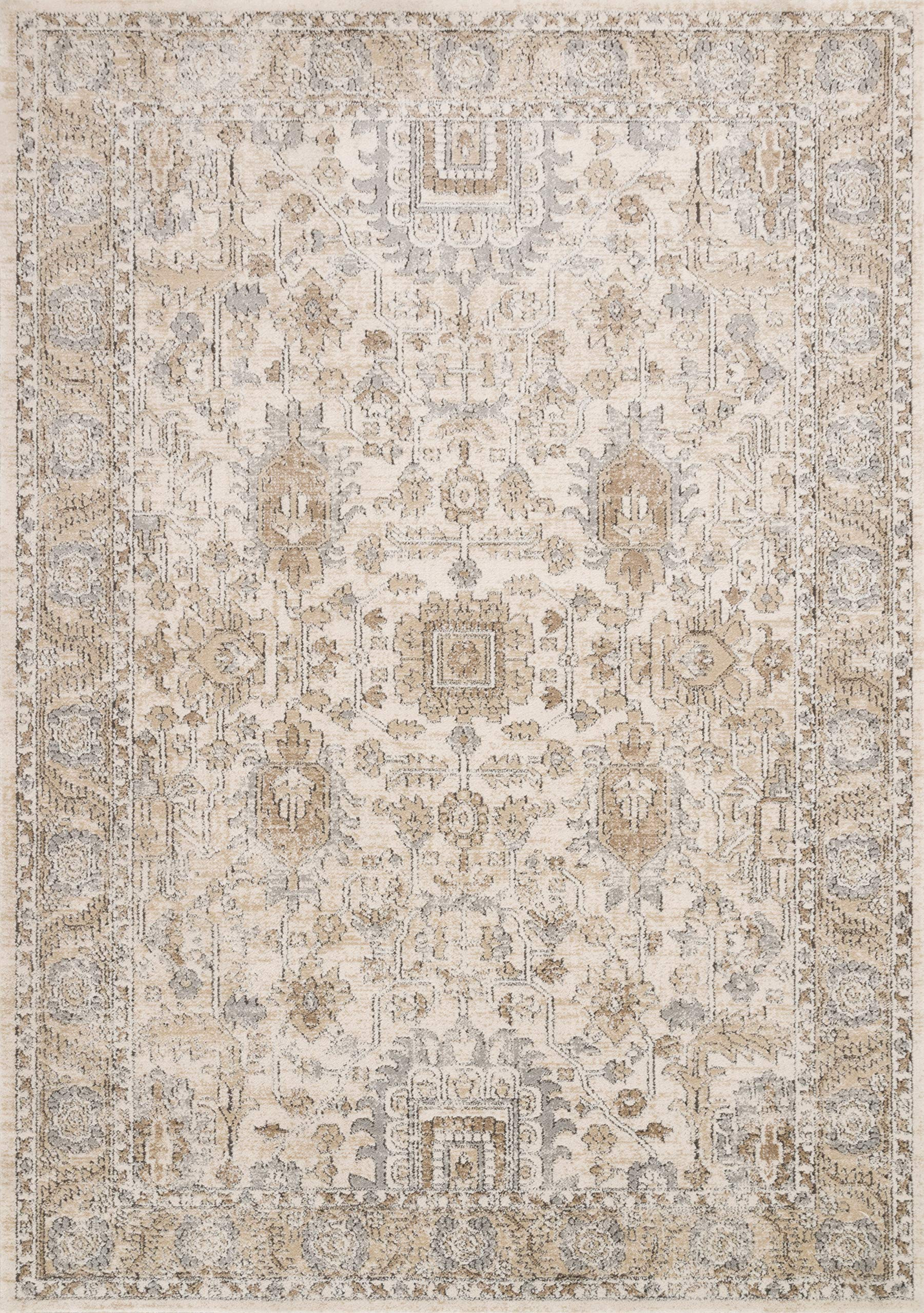 Loloi Teagan Collection TEA-03 Ivory/Sand 5'-3" x 7'-6" Area Rug, Large, Soft Neutral Rug, High-T... | Amazon (US)