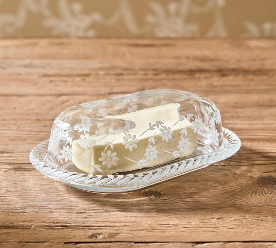 Daisy Etched Butter Dish | GreenRow
