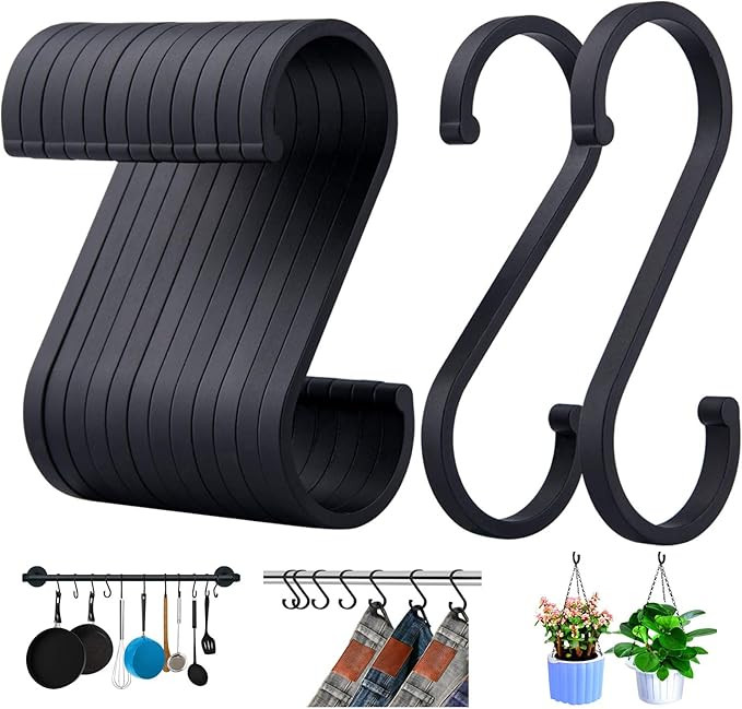 ACMETOP S Hooks, 12 Pack Aluminum S Shaped Hooks, Matte Finish S Hooks for Hanging Pots and Pans,... | Amazon (US)