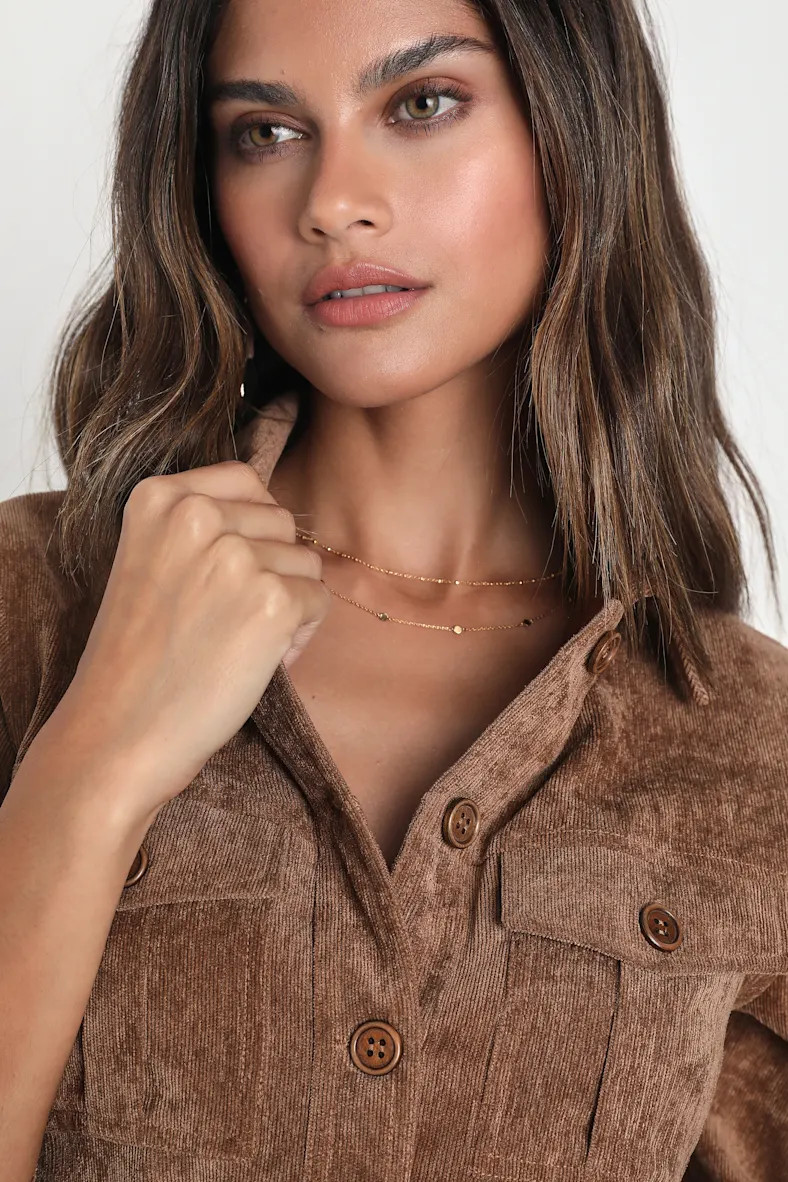 Simple Affection Brown Corduroy Mini Dress With Pockets | Lulus (US)