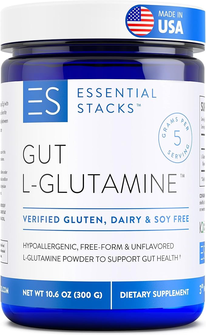Essential Stacks Gut L-Glutamine Powder - Made in USA - Pure L Glutamine Powder for Gut Health - ... | Amazon (US)