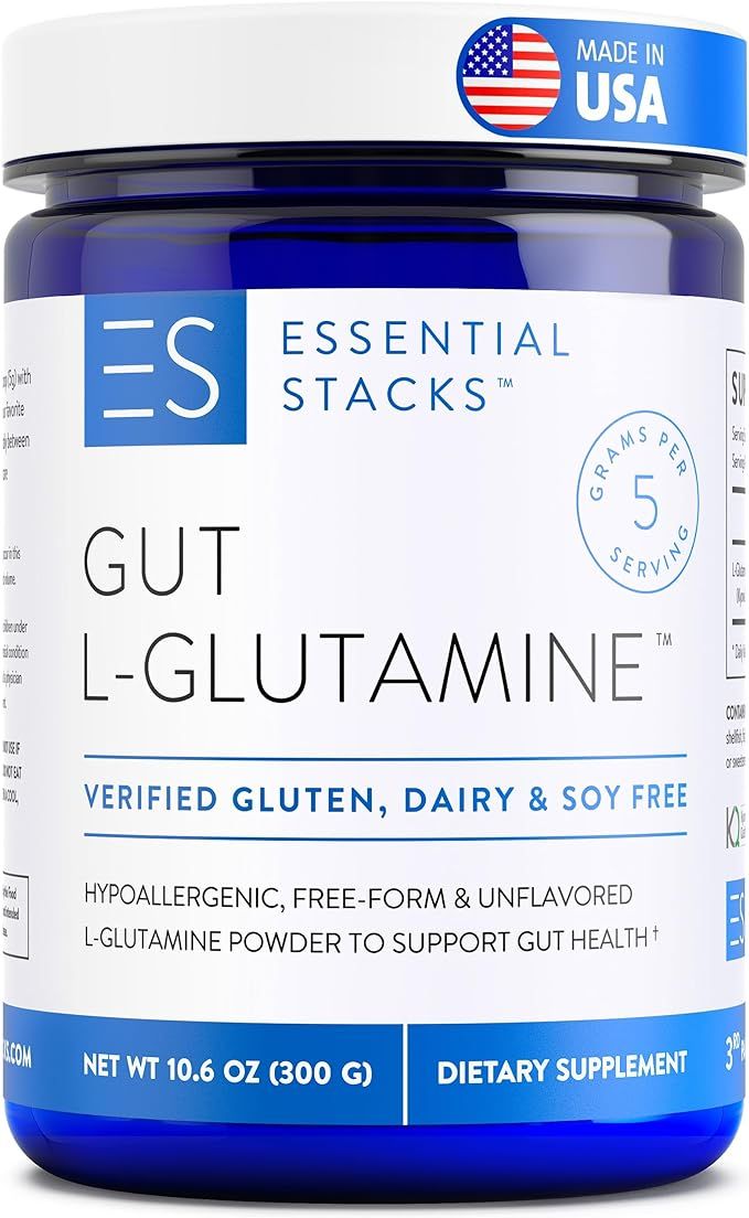 Essential Stacks Gut L-Glutamine Powder - Made in USA - Pure L Glutamine Powder for Leaky Gut, Bl... | Amazon (US)