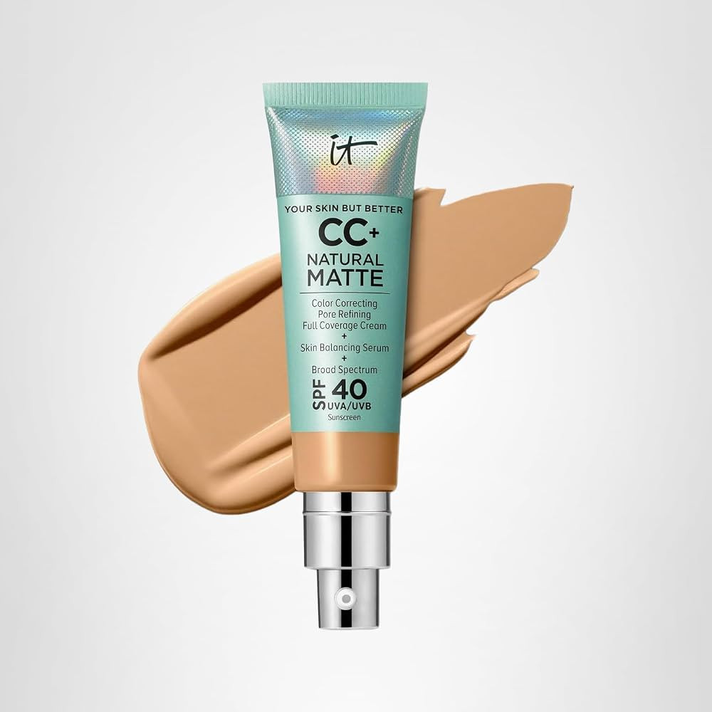 IT Cosmetics CC+ Cream Natural Matte - Poreless Full Coverage Foundation With SPF 40, 16HR Shine ... | Amazon (US)
