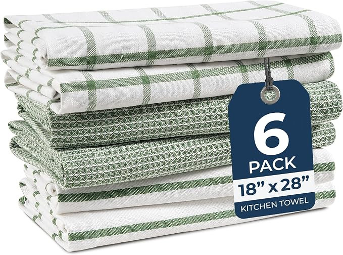 LANE LINEN Cotton Kitchen Towels Set, 6-Pack – Absorbent, Quick-Drying Dish Towels, 18" x 28", ... | Amazon (US)