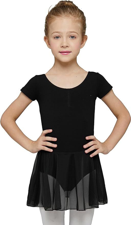 MdnMd Toddler Girls Ballet Leotards with Skirt Classic Short Sleeve Dance Gymnastic Ballerina Out... | Amazon (US)