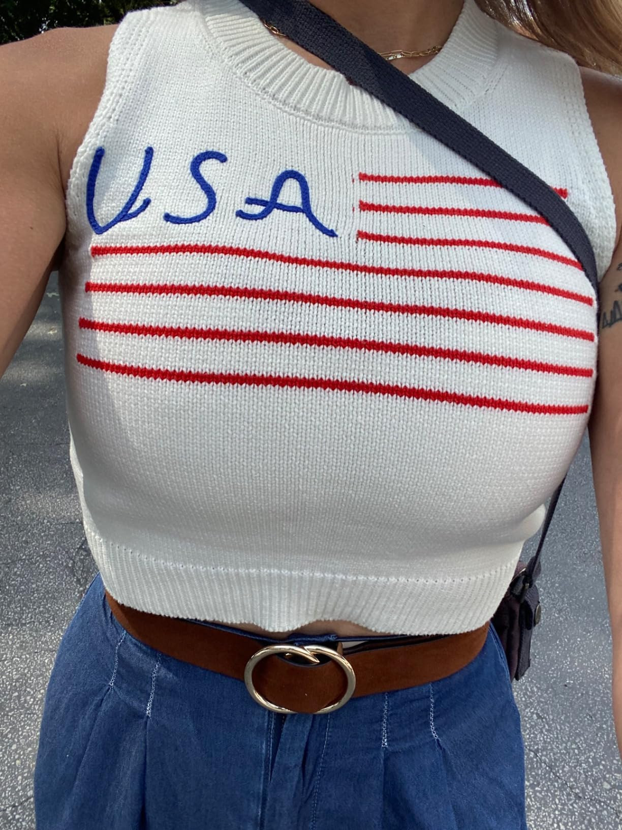 Tankaneo Womens American Flag Crop Tank Tops High Neck 4th of July Patriotic Summer Sleeveless Sh... | Amazon (US)