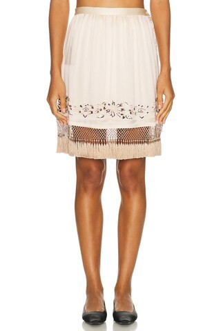 BODE Phantasm Fringe Skirt in Ecru - Ivory. Size 0 (also in 4, 6, 8). | FWRD 