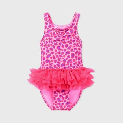 Toddler Girls' Leopard Print Tutu One Piece Swimsuit - Cat & Jack™ Pink | Target