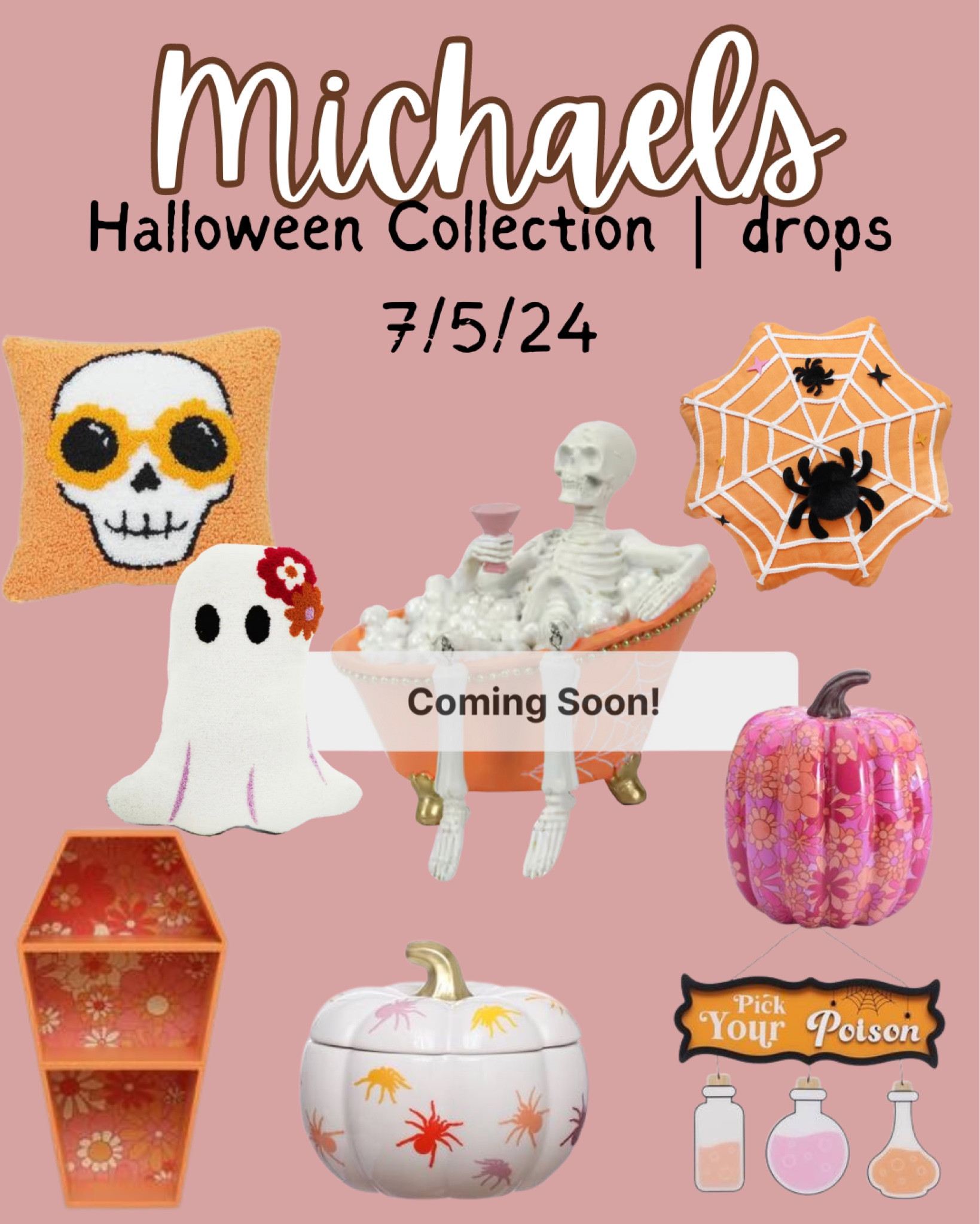 Groovy retro Halloween collection drops at Michael’s on 7/5/24
I know it’s early for Halloween but I know this is going to sell out SO FAST!! You can heart my post to save it later as a reminder! 

Halloween decor, groovy, retro, preppy, home decor, seasonal decor  

#LTKHome #LTKFindsUnder50 #LTKSeasonal