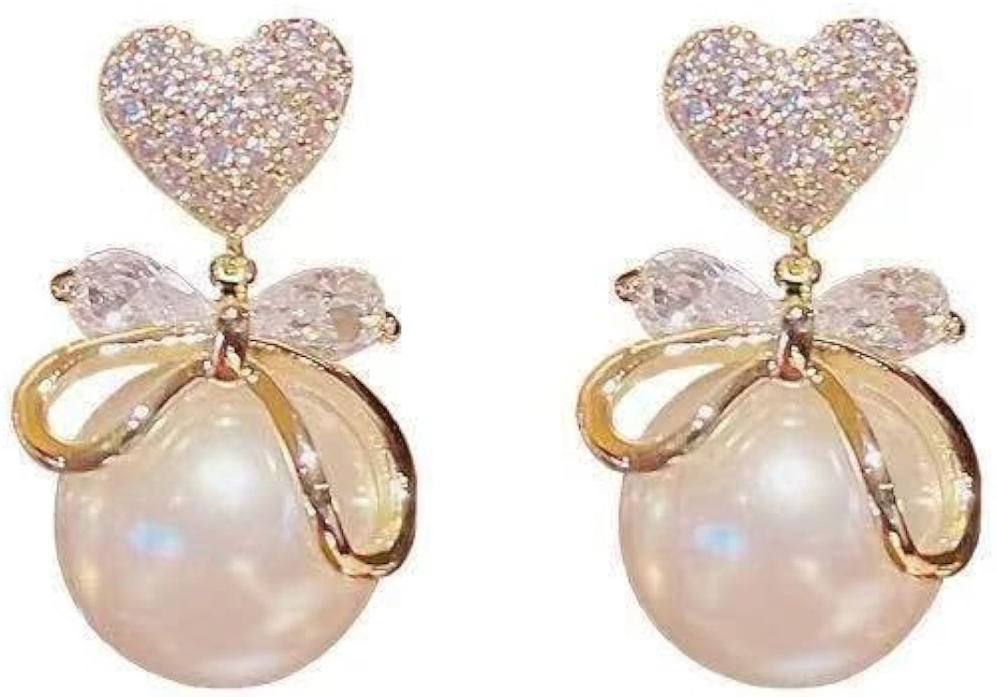 Bow Earrings for Women Pearl Rhinestone Bow Earrings Prom Wedding Party Holiday Jewelry Gifts for... | Amazon (US)