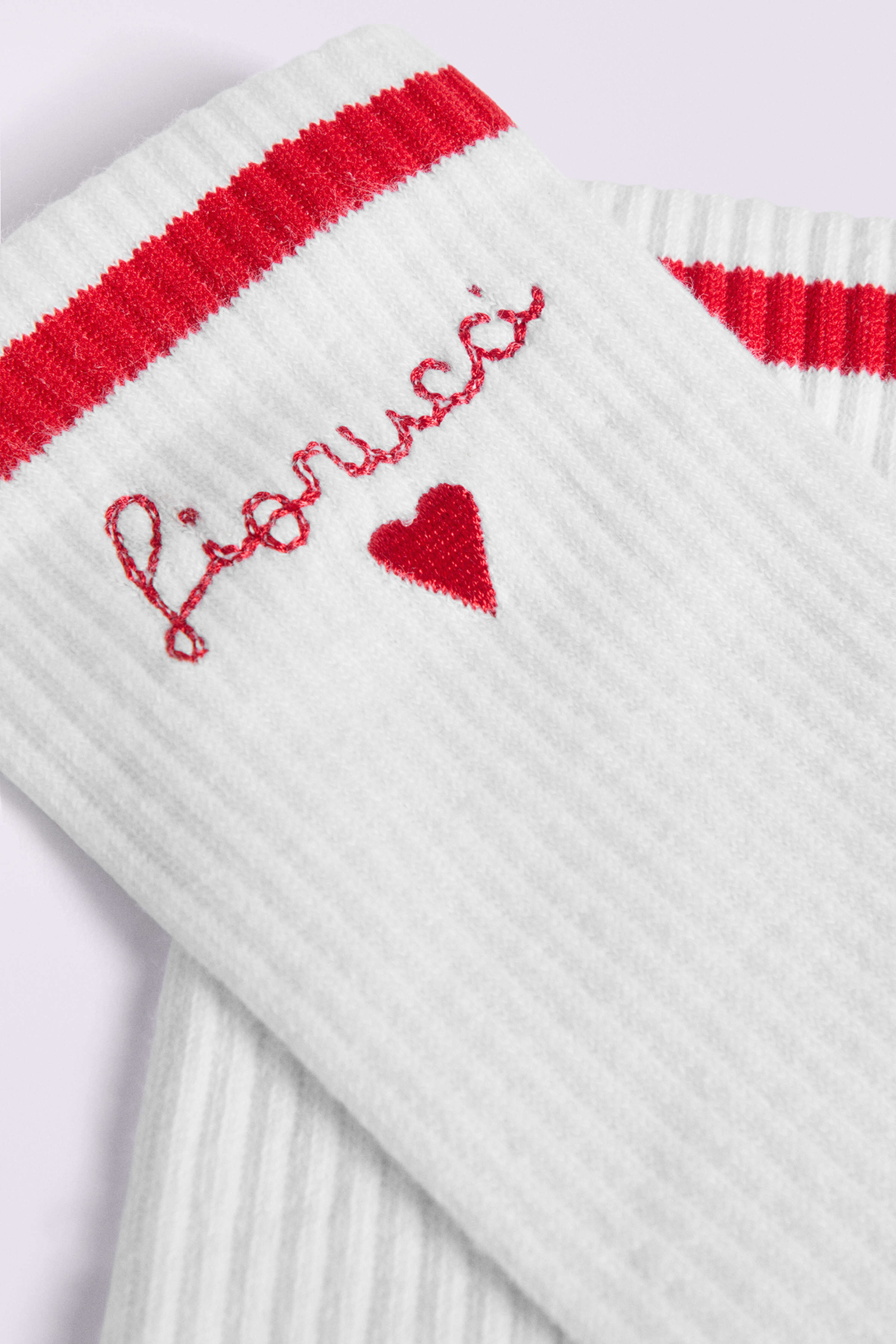 Embroidered Heart Socks White | Fiorucci