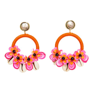 Cowrie Earrings Neon Pink | Mignonne Gavigan
