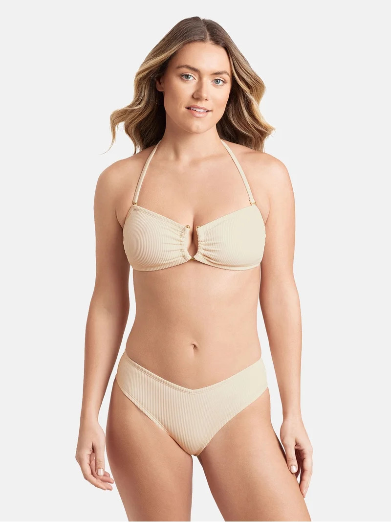 Sofia by Sofia Vergara Women's and Women's Plus RIB U-Ring Front Bandeau Bikini Tops | Walmart (US)