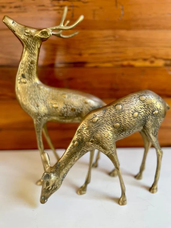 Midcentury Brass Deer Figurines- Doe and Buck | Etsy (US)