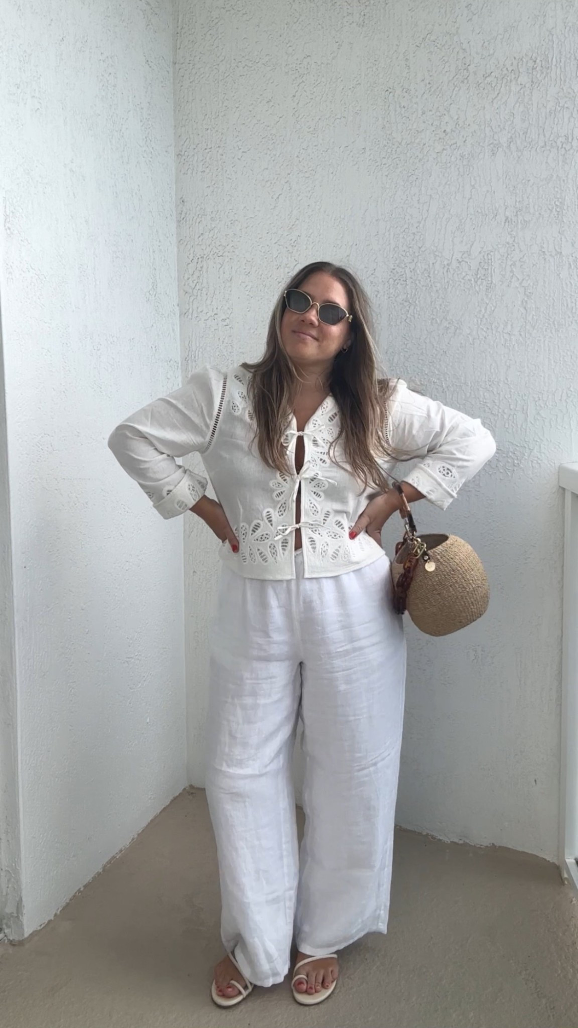 Top: size up 

Pants- tts or go with smaller size if inbetween

Shoes tts 

Linen pants
Tie front top
Cotton top
Clare v 

#LTKParties #LTKTravel #LTKGiftGuide