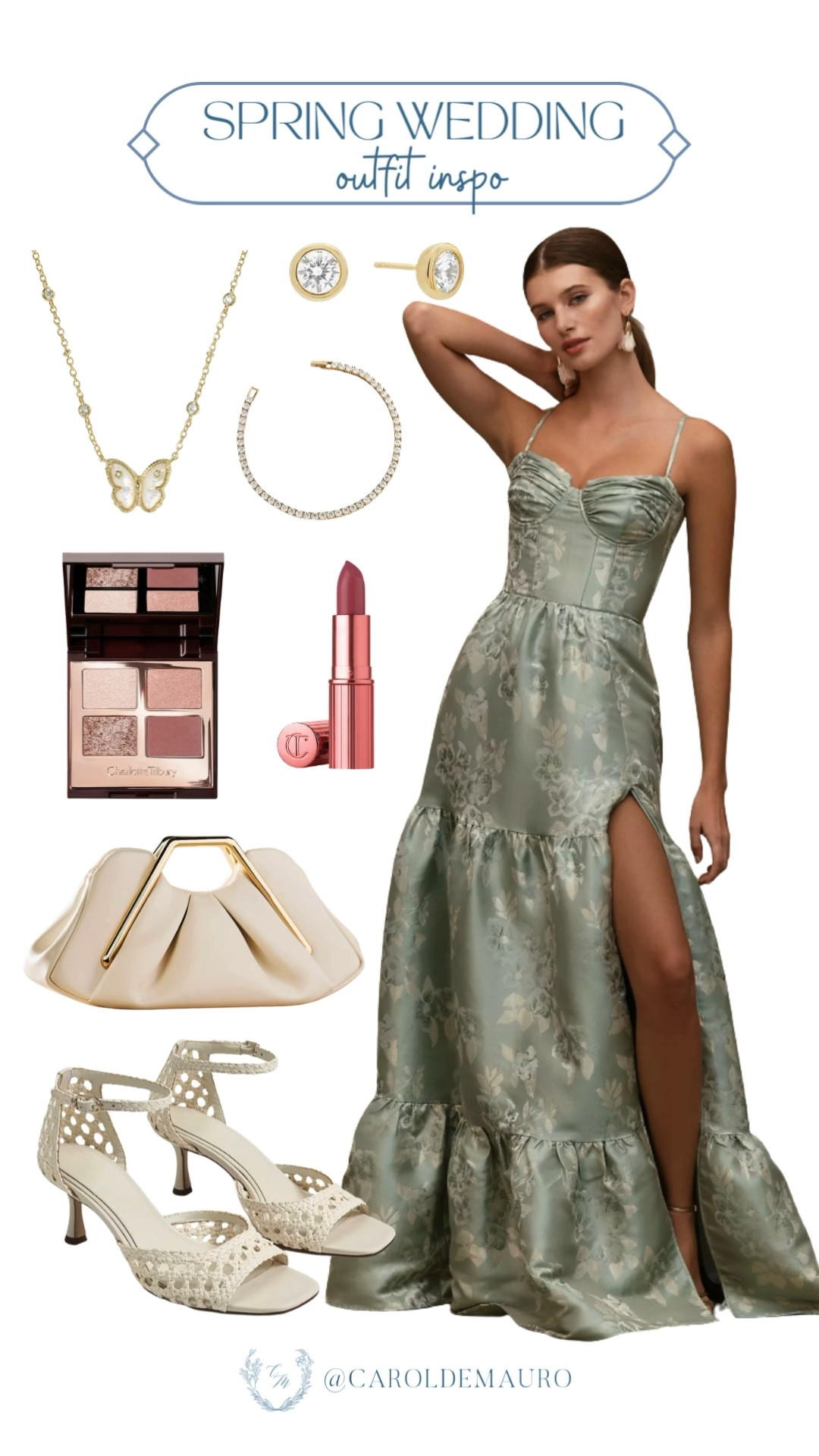 Found the perfect spring wedding look so you don't have to, featuring a gorgeous sage floral dress and some seriously pretty gold details. It’s the ultimate "effortlessly romantic" vibe for dancing the night away!

polish look, spring outfit, wedding guest style, formal wear, charlotte tilbury, luxe makeup, floral dress, fashion inspo

#LTKWedding #LTKootd #LTKU