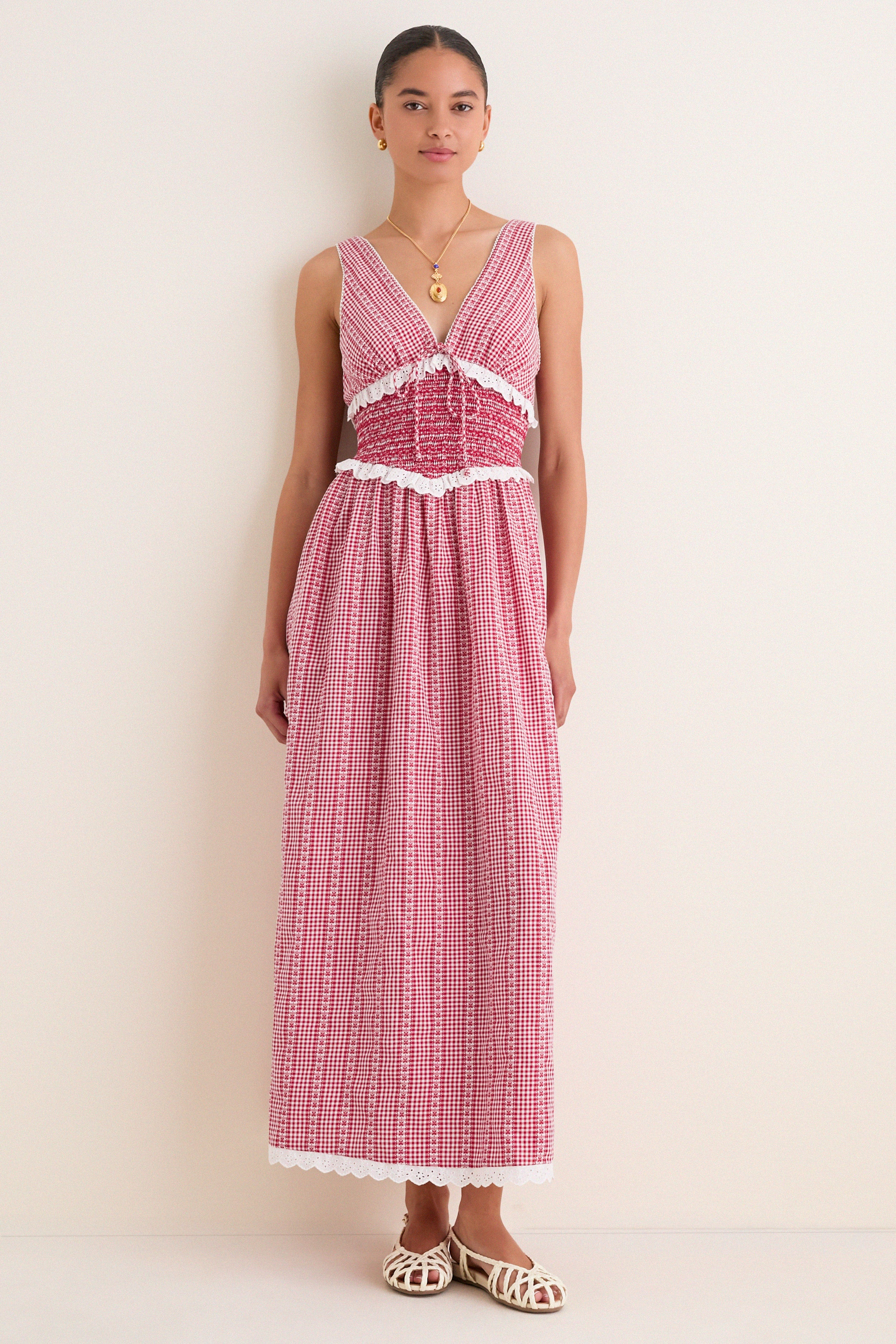 Red Gingham Karima Maxi Dress | Tuckernuck (US)