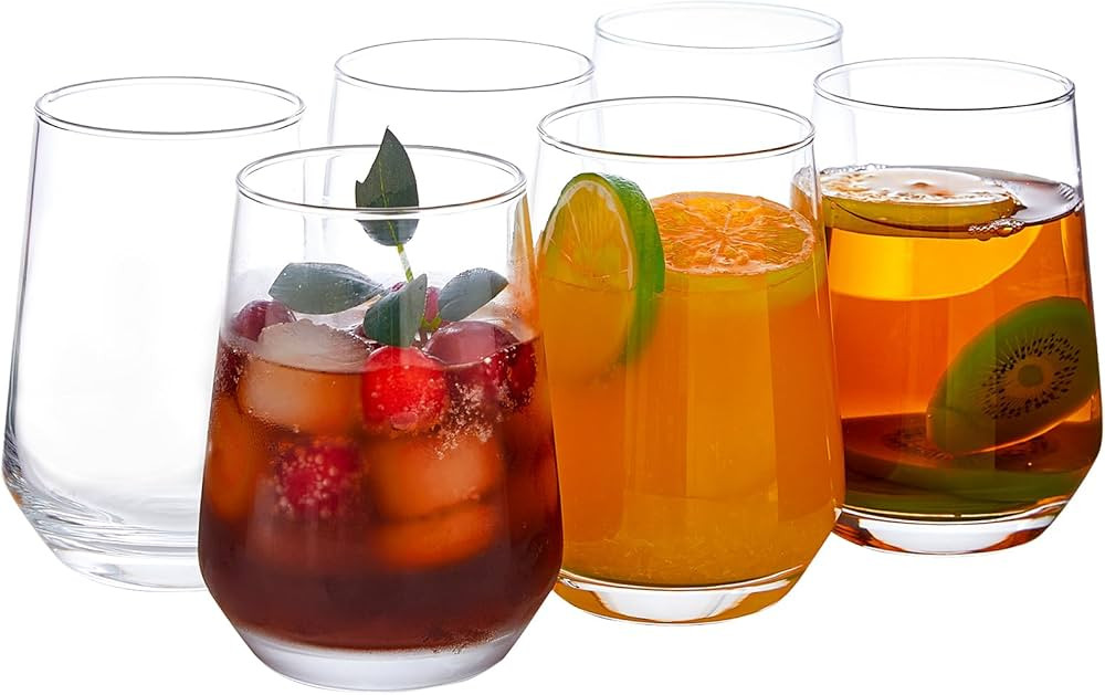 Ecentaur Water Glasses Set of 6 Highball Drink Glasses Juice Glasses Base Glassware for Wine Beer... | Amazon (CA)