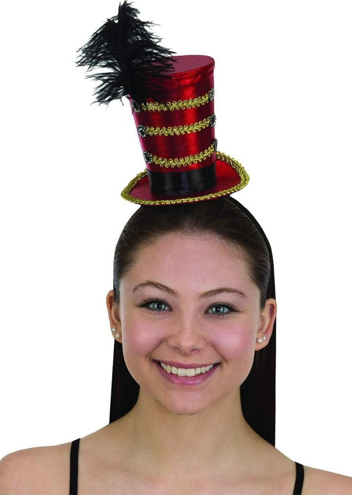 Circus Ringmaster Majorette Mini Cocktail Top Hat w Feather Costume Accessory | Amazon (US)