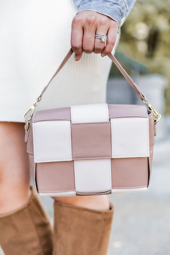 Chic Intuition Beige and Brown Checkered Crossbody Purse | Pink Lily