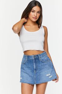 Recycled Cotton Distressed Denim Mini Skirt | Forever 21 (US)