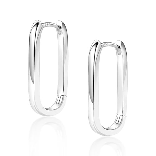 925 Sterling Silver Hoop Earrings for Women Trendy Small Square Hypoallergenic 14K Gold Plated Ho... | Amazon (US)