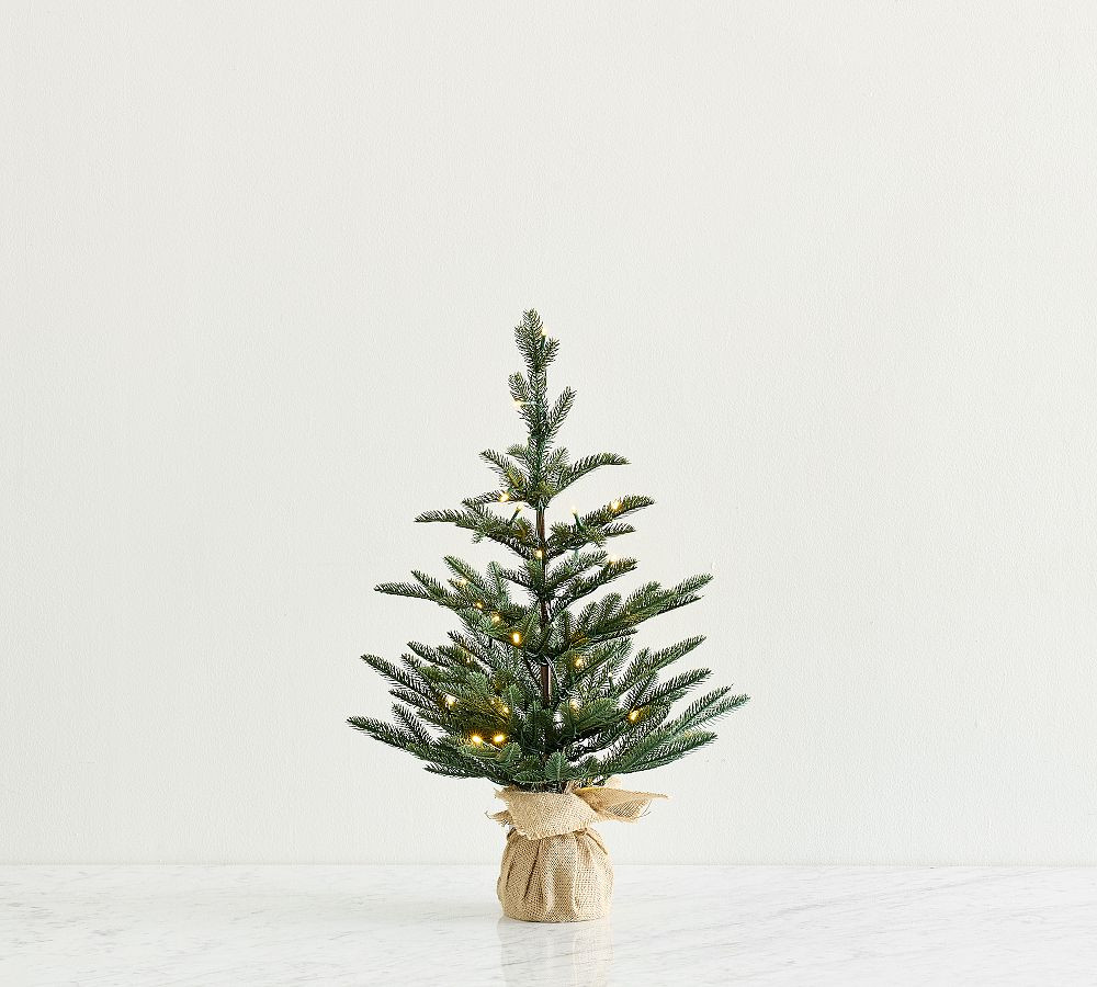 Faux Lit Burlap Potted Pine Tree | Pottery Barn (US)
