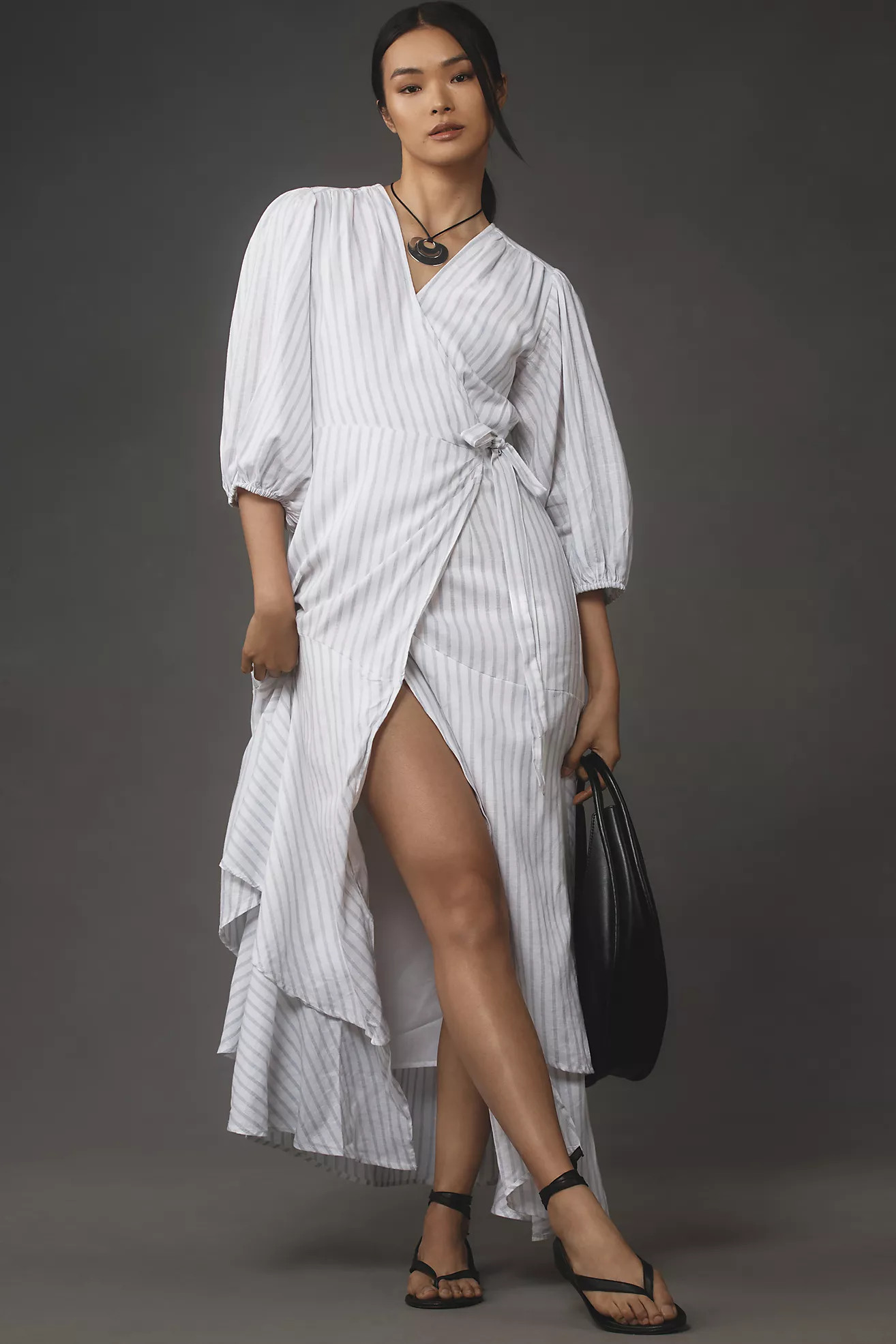 Maeve Asymmetrical Tiered Linen Wrap Dress | Anthropologie (US)
