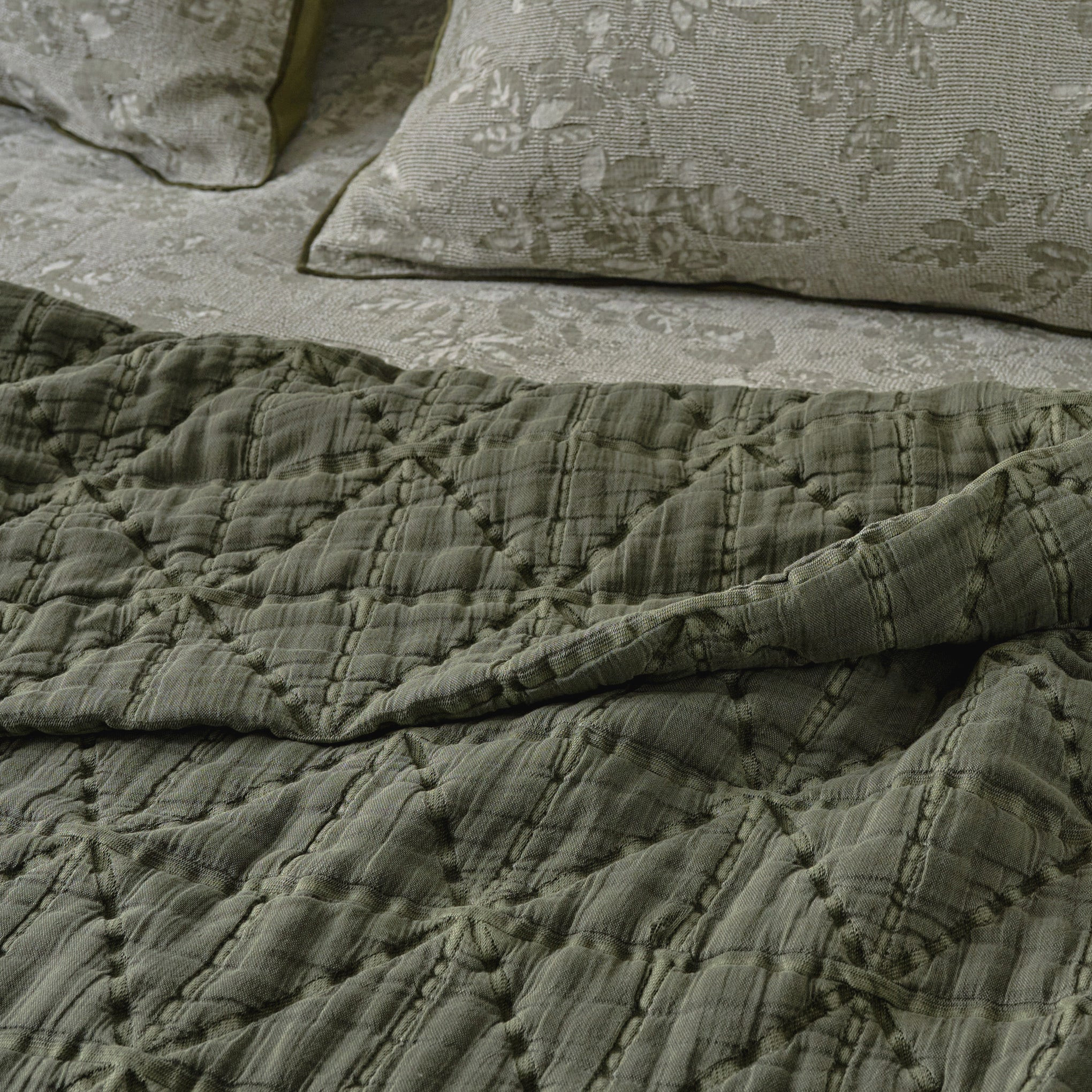 Sutton Winter Moss Matelasse Coverlet | Magnolia