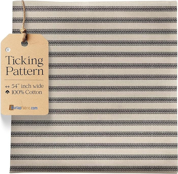 Black Striped Ticking Fabric by the Yard - 54" Wide 100% Cotton Material for Upholstery, Pillow T... | Amazon (US)