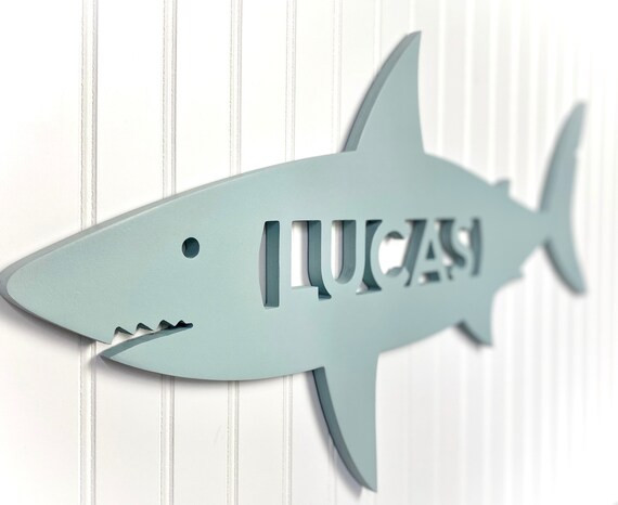 Kids Shark Name Sign Shark Bedroom Decor Shark Wall Art | Etsy | Etsy (US)