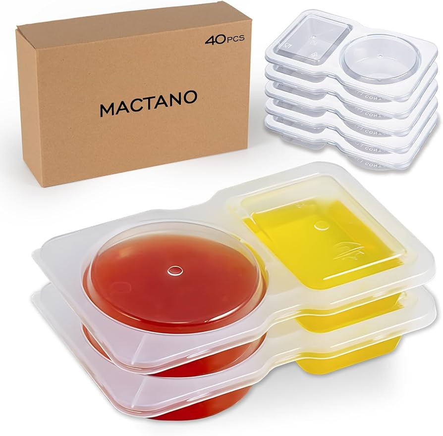 Disposable Double Compartment Condiment Container with Lid for Sauce Travel Snack -20PCS | Amazon (US)