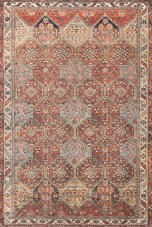 Loloi Loren Collection Vintage Printed Persian Area Rug 5'-0" x 7'-6" Spice/Multi | Amazon (US)