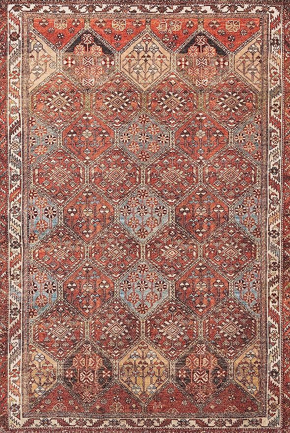 Loloi Loren Collection Vintage Printed Persian Area Rug 5'-0" x 7'-6" Spice/Multi | Amazon (US)