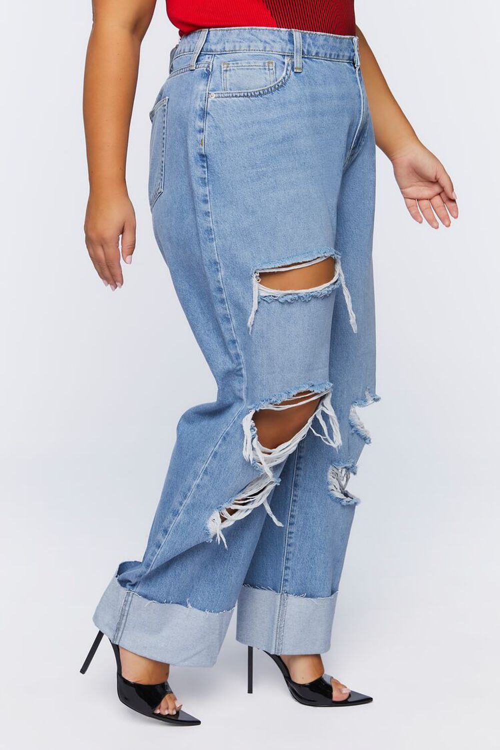 Plus Size High-Rise Distressed Jeans | Forever 21 (US)