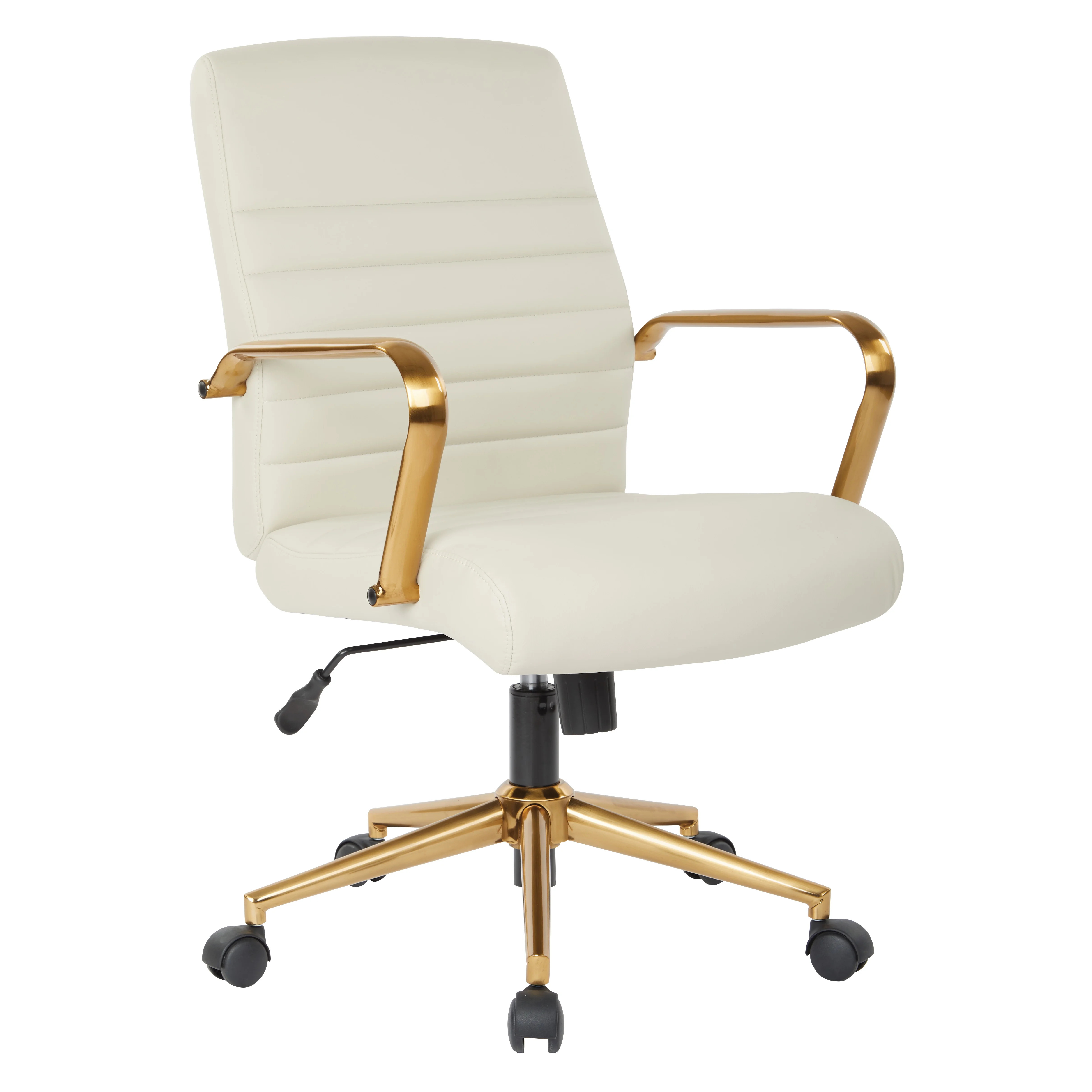 Mid-Back Cream Faux Leather Chair with Gold Finish Arms and Base K/D | Walmart (US)