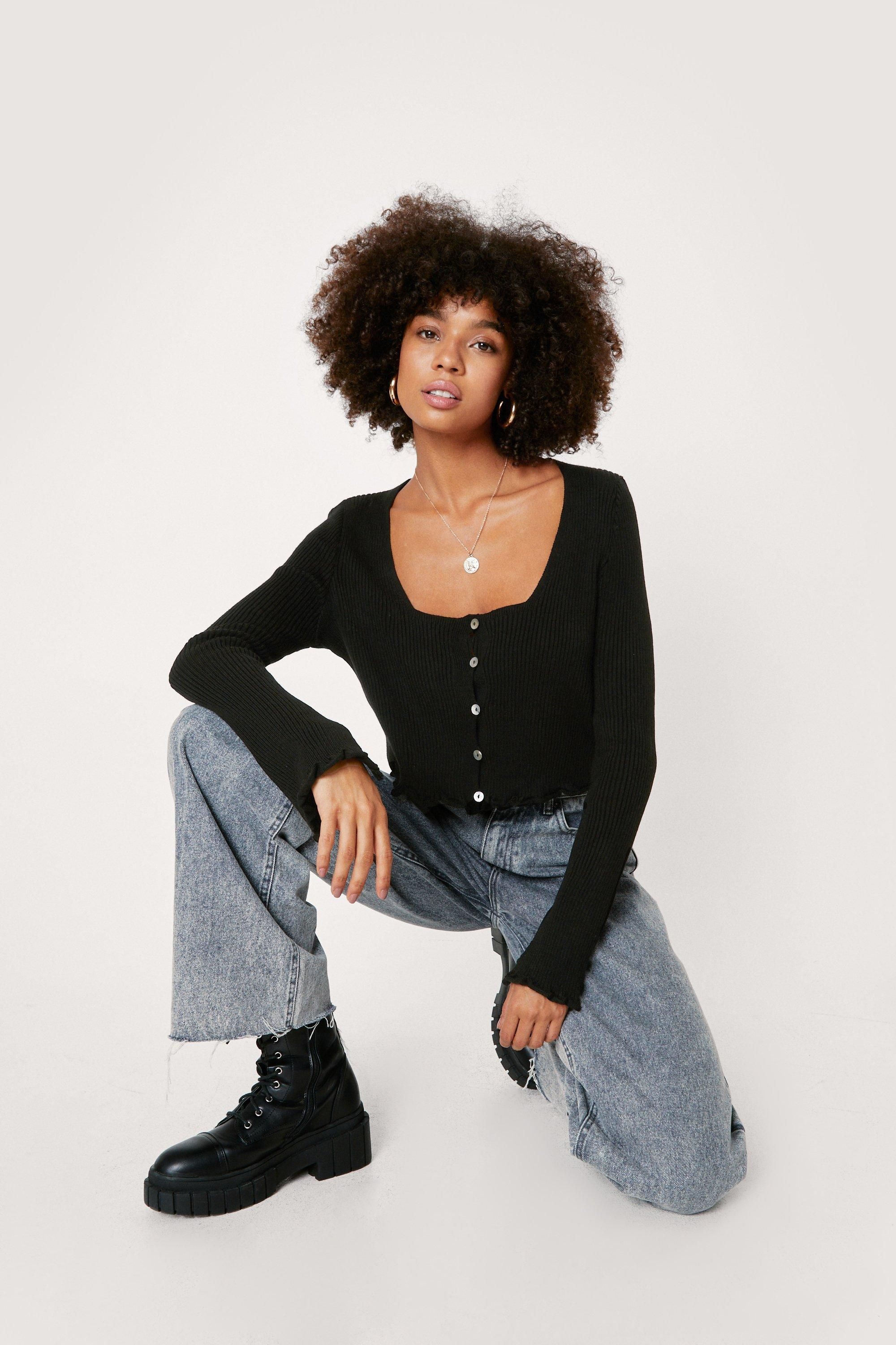 Ribbed Button-Down Cardigan with V-Neckline | NastyGal (US & CA)
