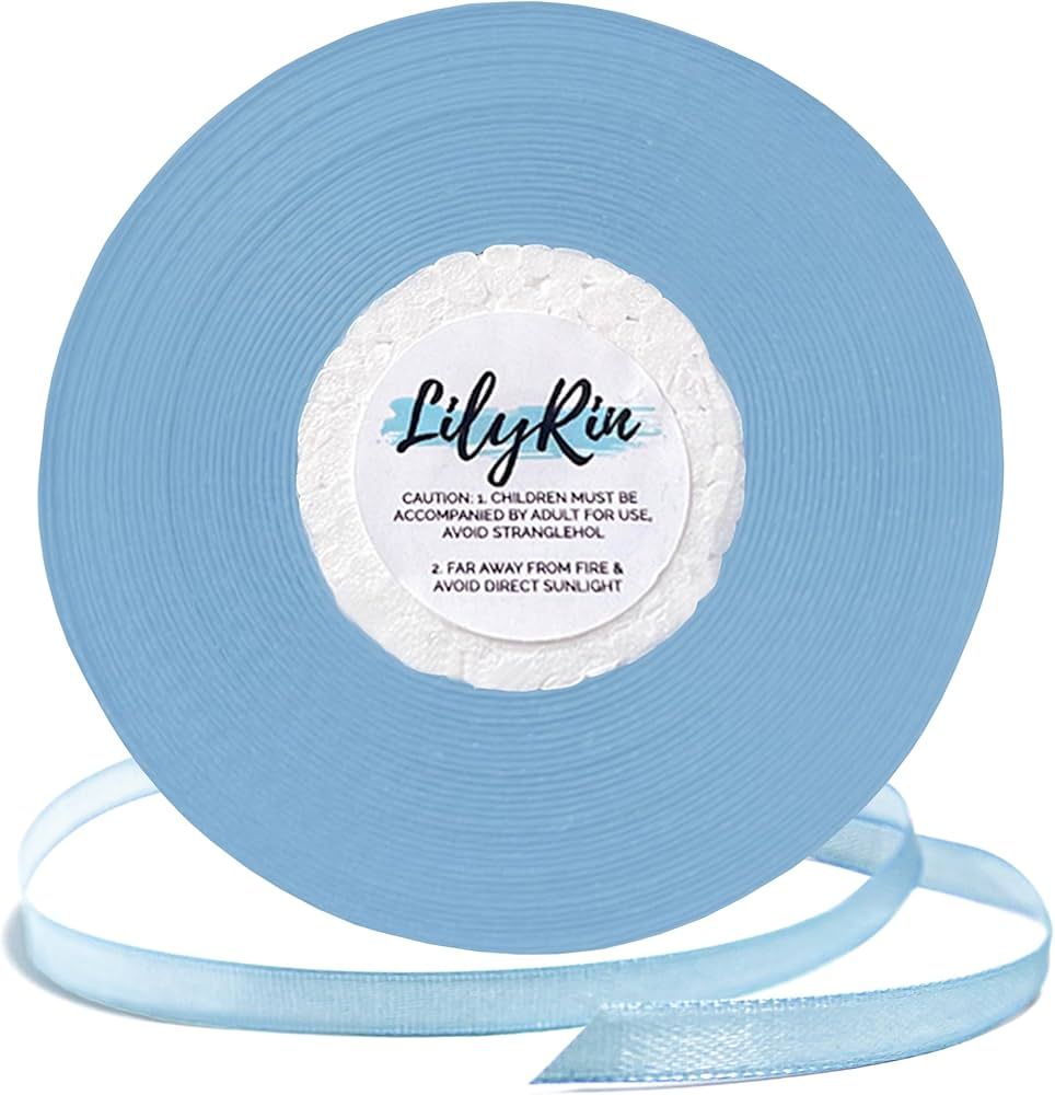 Light Blue Ribbon 1/4 Inches 36 Yards Satin Roll Perfect for Art, Wedding, Wreath, Baby Shower, P... | Amazon (US)