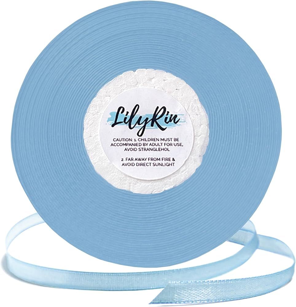 Light Blue Ribbon 1/4 Inches 36 Yards Satin Roll Perfect for Art, Wedding, Wreath, Baby Shower, P... | Amazon (US)