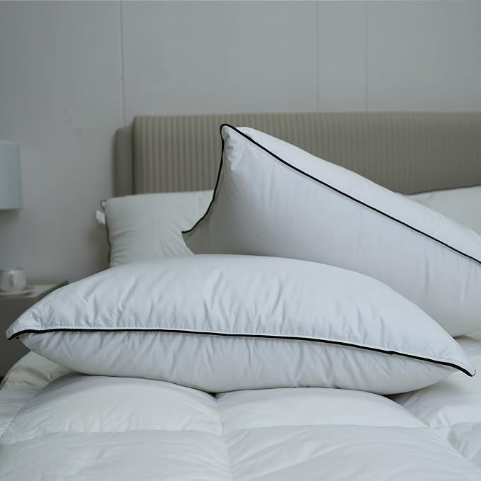 Luxury Hungarian Goose Down Feather Pillows King Size, 750 Fill Power, 3-Chamber Design with 460 ... | Amazon (US)