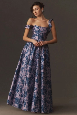 BHLDN Bow-Detailed Square-Neck A-Line Maxi Dress | Anthropologie (US)