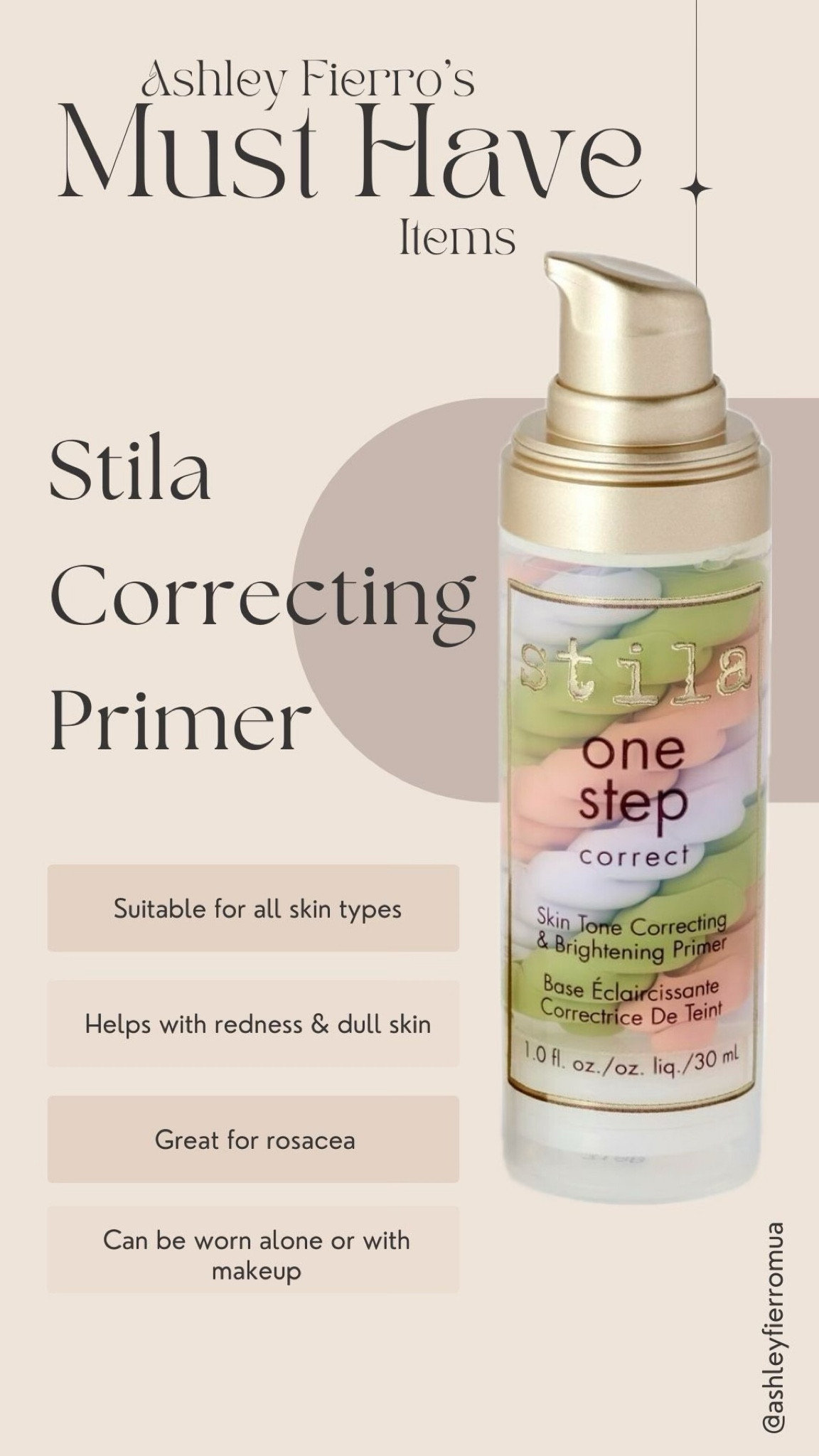 One of my must have items for all my clients - men, women or anyone struggling with redness or rosacea. Still One Step Color Correcting Primer 
#ashleyfierro #helpswithredness #musthavebeautyproduct #stila #colorcorrector #colorcorrecting #primer

#LTKFindsUnder50 #LTKOver40 #LTKBeauty