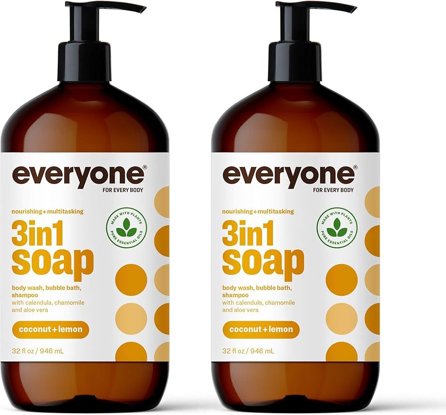Everyone 3-in-1 Soap, Body Wash, Bubble Bath, Shampoo, 32 Ounce (Pack of 2), Coconut and Lemon, C... | Amazon (US)