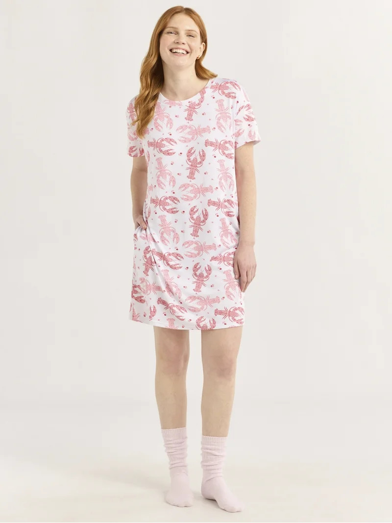 Joyspun Women's Short Sleeve Sleepshirt, Sizes S/M to 2X/3X | Walmart (US)