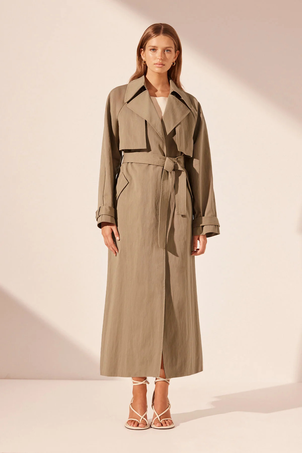 KAI RELAXED TRENCH COAT | GREY KHAKI | OUTERWEAR | SHONA JOY | Shona Joy